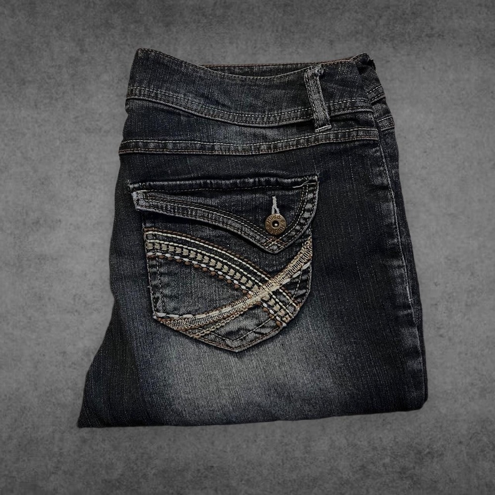 Mudd Vintage Y2K Low Rise Flare Jeans Navy Blue Streetwear Size 9 DJBM31157